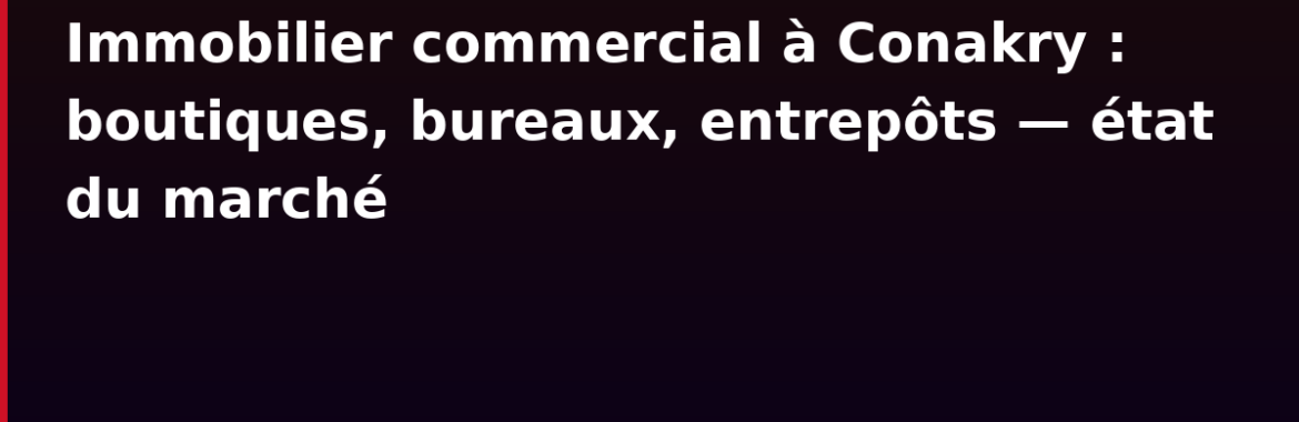 Immobilier commercial à Conakry : boutiques, bureaux, entrepôts — état du marché