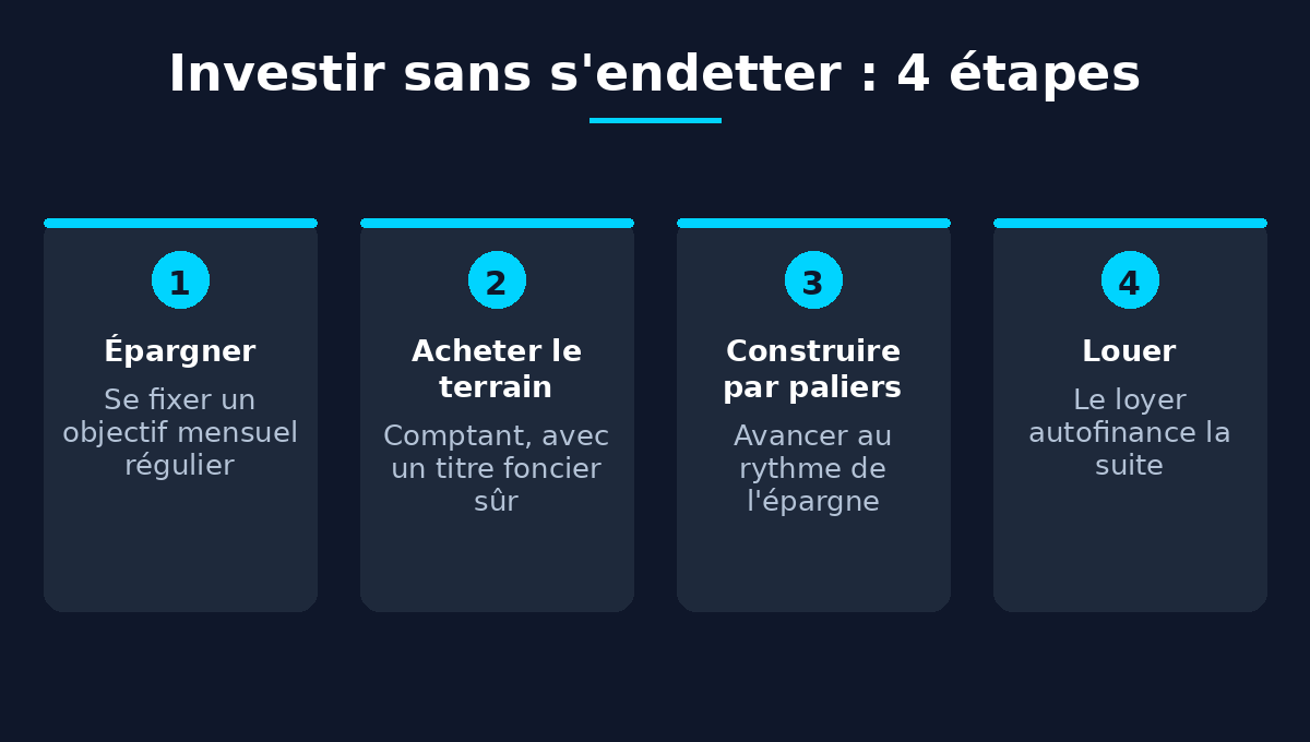 Infographie : investir dans l'immobilier sans s'endetter en 4 étapes en Guinée