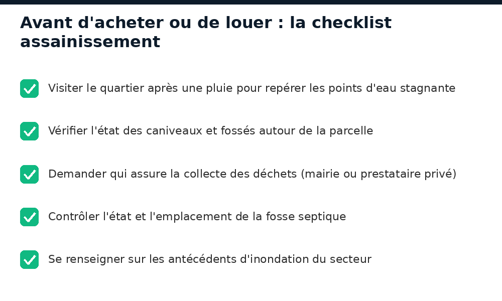Checklist assainissement à vérifier avant d'acheter ou de louer un bien à Conakry