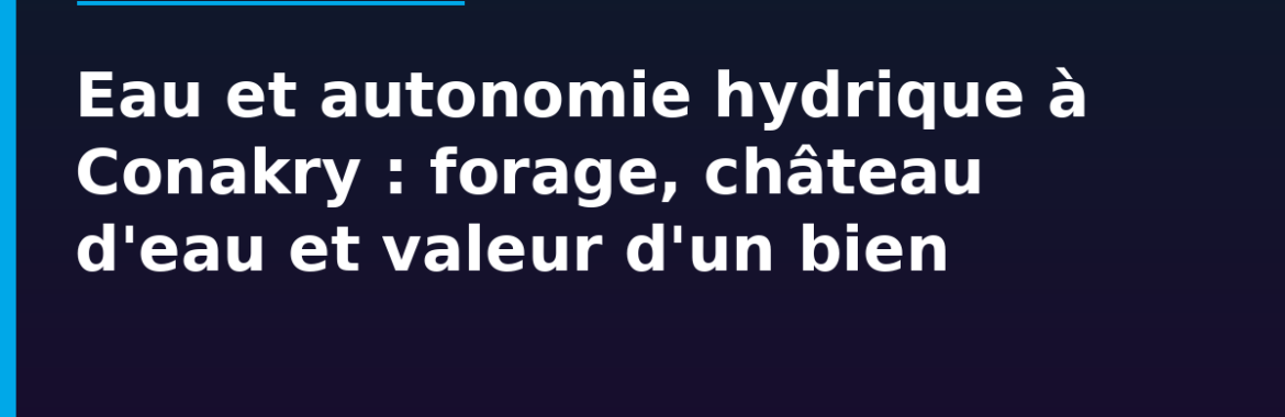 Eau et autonomie hydrique à Conakry : forage, château d&rsquo;eau et valeur d&rsquo;un bien immobilier