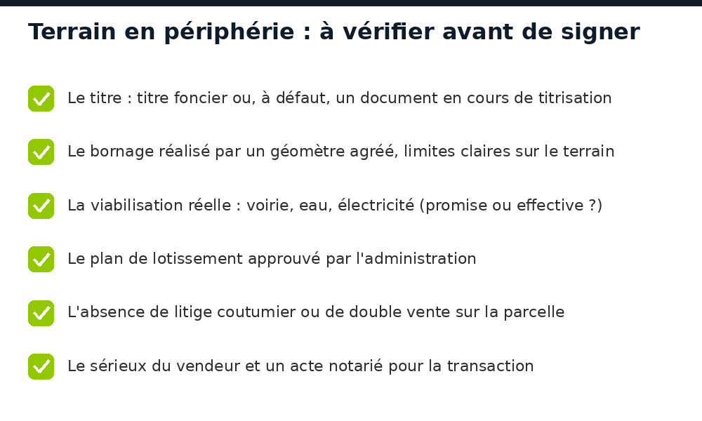 Points à vérifier avant d'acheter un terrain en périphérie de Conakry