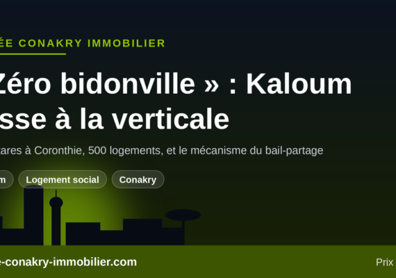 « Zéro bidonville » à Kaloum : 15 hectares à Coronthie, 500 logements et le pari du bail-partage