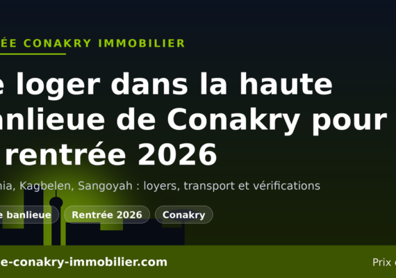 Rentrée 2026 dans la haute banlieue de Conakry (Sonfonia, Kagbelen, Sangoyah) : loger étudiants et jeunes actifs