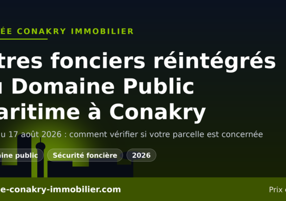 L&rsquo;État réintègre des titres fonciers du Domaine Public Maritime à Conakry (note du 17 août 2026) : comment vérifier votre parcelle